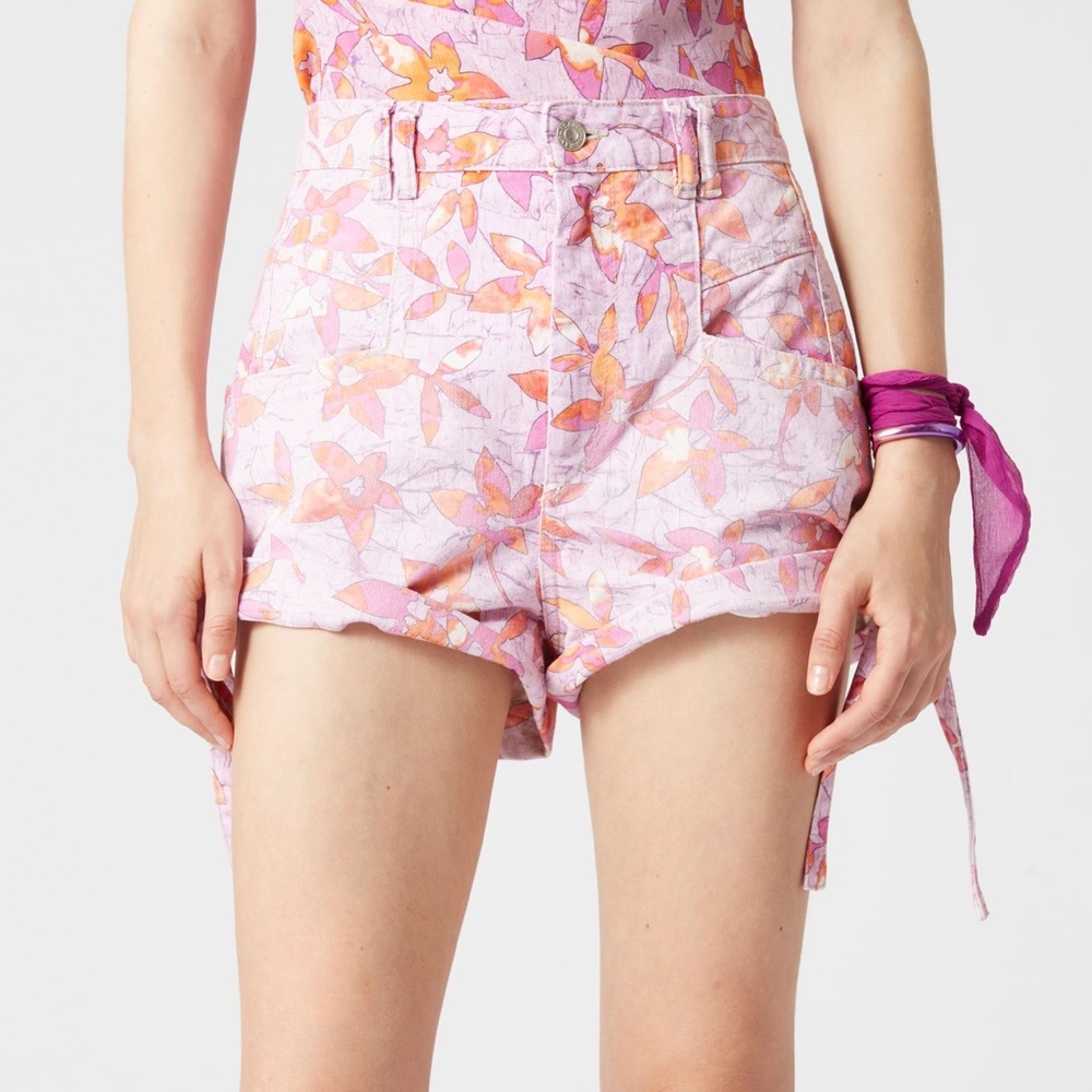 Isabel Marant $490 High Waisted Printed Shorts Nwt Side Tie Us 8 Fr 40